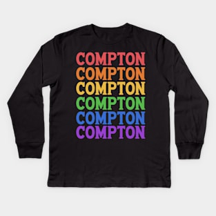 COMPTON RAINBOW TYPOGRAPHY Kids Long Sleeve T-Shirt